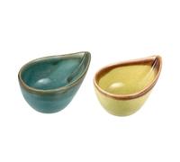 Holibanna Essential Oil Bowls Ceramic Aroma Blending Bowls 2Pcs Set Green Blue with Ice Crack Glaze for Home and Spa Use