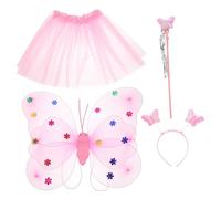 Holibanna Fairy Cosplay Costume with Decorative Tutu Skirt Butterfly Wings Wand Pink Mesh Skirt for Stage Performance and Party Dress-up