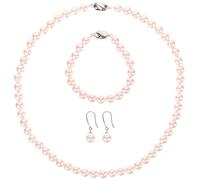 Holibanna Faux Pearl Necklace Choker Simulated Pearl Bracelet Earring Necklaces Set Freshwater Cultured Pearl Necklace Adjustable Shell Pearl Chain ( Pink ), 45x0.8cm