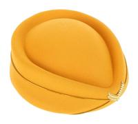 Holibanna Flight Attendant Hat Yellow Felt Beret Women’S Airline Stewardess Costume Accessory for Halloween Cosplay Role Play Party