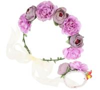 Holibanna Flower Crown Headband Set for Wedding and Bridal, Comfortable to Wear Cloth Material, Simple Romantic Style, Delicate and Chic Floral Accessories for Teens and Women
