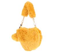 Holibanna Fluffy Heart Shaped Handbag in Yellow Plush Material for Women, Soft Bag Designed for Winter, Daily Use and Travel