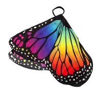 Holibanna Fluorescent Rainbow Butterfly Wing Cape for Women Soft Lightweight Cosplay Accessory for Halloween Festival Stage Performance Dance Adult Fairy Wings Cloak