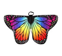 Holibanna Fluorescent Rainbow Butterfly Wing Cape Women Wings Shawl Cloak Cosplay Accessory for Halloween Festival Stage Performance Dance Adult Fairy Costume Prop