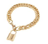 Holibanna Foot Chain Beaded Anklet with Hollow Lock Pendant Gold Ankle Chain for Beach and Daily Outfits