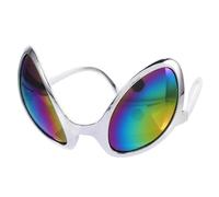 Holibanna Funny Alien Glasses with Holographic Silver Frame PP Material Eyewear Accessory for Men Neon Green Cosplay Costume Prop Unique Party Eyeglasses for Festivals and