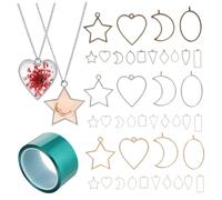 Holibanna Geometric Open Bezels Pendant Mold for DIY Jewelry Making 5-Piece Set of Hollow Frame Metal Molds for Necklaces and Earrings for Crafting and Epoxy Casting Supplies