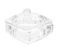 Holibanna Glass Nail Dish Bowl with Lid Decorative Dappen Dish for Acrylic Nails Square Crystal Cup for Mixing Liquid and Powder Lightweight Portable for Home or Salon Manicures
