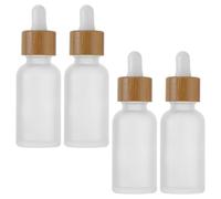 Holibanna Glass Pipette Bottle Set Refillable Dropper Bottles with Bamboo Cap 4pcs 30ml for Dispensing Essential Oils and Perfume, Travel Dispenser for-the-go Use