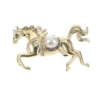 Holibanna Gold Pearl Rhinestone Horse Brooch Pin Alloy Zodiac Animal Lapel Pin for Women Men Halloween Christmas Year Accessories Symbol of Strength and Freedom