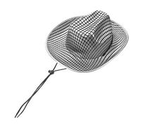 Holibanna Gold Silver Checkered Cowboy Hat for Stage Performance Cosplay Party Comfortable Hot Stamping Cloth Western Style Prop for Festivals Dances