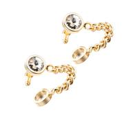 Holibanna Golden Crystal Cuff Links Pair, Gold-plated Round Link Business Shirt Accessories for Men, Wedding and Office Formalwear