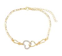 Holibanna Golden Heart Charm Bracelet for Women, Austrian Zirconia Crystal Link Wristband, Hollow Micro-Paved Fashion Bangle for Elegant Daily Wear