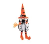 Holibanna Halloween Faceless Witch Gnome Doll Broomstick, Black Hat, Long Legs Decorative Cloth Doll for Home and Party Halloween Decor