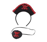 Holibanna Halloween Pirate Headband with Skull Eye Patch Set Red Cosplay Costume Accessories for Halloween Party Birthday and Stage Performance Suitable for Teens and Adults