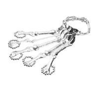 Holibanna Halloween Skull Hand Bracelet Skeleton Fingers Bangle Alloy Wristband for Women Goth Jewelry for Parties Cosplay and Daily Wear Silver Tone