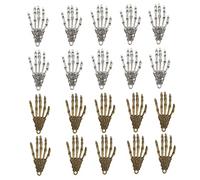 Holibanna Halloween Skull Hand Charm Pendant 20pcs Vintage Blue Ancient Silver Alloy for Bracelet Foot Chain Necklace DIY Jewellery Making Halloween Accessories