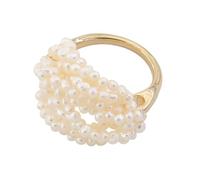 Holibanna Handmade Natural Pearl Ring Multi Cotton Thread Decorative Finger Jewelry for Women Chic Parties and Festivals