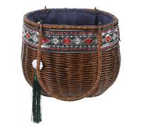 Holibanna Handmade Rattan Handbag Woven Storage Basket for Picnics and Snacks Serving for Outdoor Gatherings