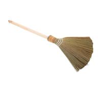 Holibanna Handmade Rush Broom Soft Dusting Brush for Indoor Outdoor Floor Cleaning Traditional Long Handle Heavy-Duty Sweeping Tool