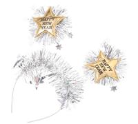 Holibanna Happy Year Headband with Star Boppers Glitter Hair Accessories for Party Eye-catching Design for Holiday Celebrations Comfortable for Year Eve Events