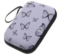 Holibanna Hard Eva Earphone Carrying Case 14x10x4cm - Portable Travel Data Cable Organizer Pouch for Earbuds, USB Drives, Multi-purpose Small Storage Bag with Zipper, Butterfly Blue