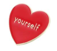 Holibanna Heart Enamel Pin for Adults Zinc Alloy Cartoon Brooch Empowering Message Self-Care Word Shape Backpack Jeans Bag Clothes Ornament