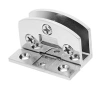 Holibanna Heavy Duty Frameless Cabinet Door Hinges for Tempered Glass Angle No Drill Showcase Hinges for Cupboards Smooth Quiet Operation Zinc Alloy Semi Design Stainless Steel Finish