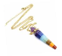Holibanna Hexagonal Crystal Essential Oil Vial Necklace for Women Colorful Chakra Aromatherapy Pendant Gold-plated Perfume Bottle Jewelry for Relaxation and Meditation