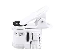 Holibanna High Magnification Microscope 60x Clip-on Portable Magnifier with LED White/Purple Light Focus Adjustment Compatible with Smartphones White