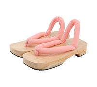 Holibanna Japanese Style Wooden Clogs Sandals for Women Flat Sole Summer Slippers Comfortable Outdoor Indoor Shoes Pink