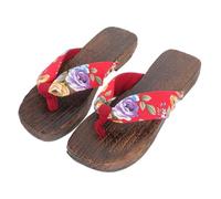 Holibanna Japanese Wooden Cloth Clogs Slippers for Women Floral Summer Indoor Outdoor Lightweight Fashion Footwear Portable Traditional Japanese Style Sandals