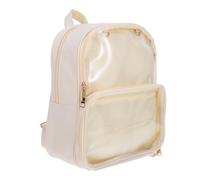 Holibanna Jelly Backpack for Teen and Boys Transparent Beige Fashion Backpack with Adjustable Straps and Handle Stylish Lightweight School Bag for High School Students