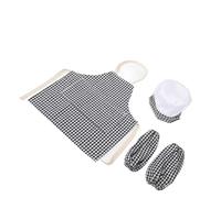 Holibanna Kids Cooking Apron and Chef Hat Set with Sleeves, Dark Grey Cotton Blend, Child Toddler Kitchen Role Play Costume for Boys and Girls, 140cm