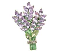 Holibanna Lavender Flower Brooch Pin with Rhinestones Durable Clothes Badge Elegant Lapel Pin for Women Hats Dresses Suits Decorative Vintage Style Gift Accessory