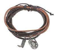 Holibanna Leather Bracelet Multi-layer Braided Bracelet Cowhide Braided Bangle Cuff Bracelets for Men Women Brown