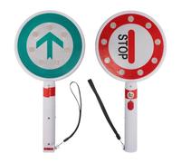 Holibanna LED Stop Handle Sign: Handheld Emergency Stop Warning Paddle for School Duty and Driveway - Double Side Lighted Traffic Control Wand for Outdoor Use