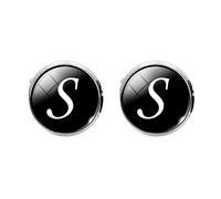 Holibanna Letter Cufflinks Men Business Suit Shirt Cufflinks Glass Sleeve Button Jewelry for Tuxedo Business Formal Shirts (S Letter Pattern) Personalised Cufflinks