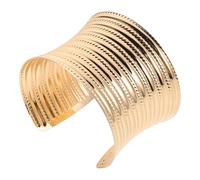 Holibanna Lightweight Iron Wide Cuff Bracelet with Textured Stripes Comfortable C Shape Opening Bangle for Men and Women Chunky Wire Wrap Accessory for Casual and Formal Wear