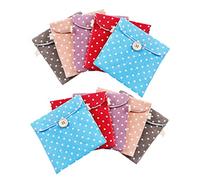 Holibanna Linen Sanitary Napkin Storage Bag Portable Pouch 10pcs Cotton-Linen Material Sanitary Pad Storage Container Women Travel Hygiene Organizer Random Color