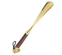 Holibanna Long Handle Metal Shoehorn Shoe Extractor with Ergonomic Design and Easy Manoeuvre, Lightweight Zinc Alloy Shoe Lifter for Travel and Office Use, Brown 31cm