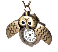 Holibanna Lovely Owl Pocket Watch Vintage Retro Design for Friend Family Antique Brass Finish Creative Decorative Watch