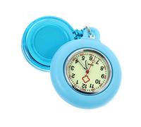 Holibanna Luminous Silicone Nurse Watch Clip-on Pocket Watch Quartz Doctor Clip Fob for Medical Staff Students and Exams Light Blue Retractable Hanging