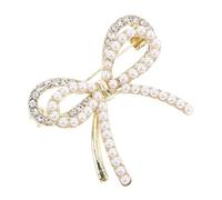 Holibanna Luxury Bow Brooch Pin Artificial Pearl Rhinestone Brooches for Women Fashion Bowknot Dress Hat Pins