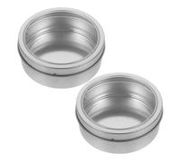 Holibanna Magnet Spice Jars 2pcs Round Silver Iron Space-Saving Magnetic Container for Kitchen and Refrigerator Small Item Storage