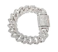 Holibanna Male Bracelet Punk Style 18mm Thick Silver Alloy Chain for Men, 7inch Street Fashion Hand Ornament Suitable for Casual and Urban Wear