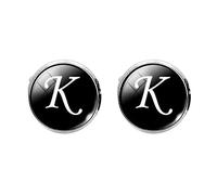 Holibanna Best Man Letter Cufflinks for Men's Business Suit Shirt - Glass Sleeve Button Jewelry for Tuxedo Formal Shirts (K Letter Pattern) Personalised