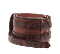 Holibanna Medieval Viking Wide Waist Belt Brown Embossed Faux Leather Corset Belt Renaissance Pirate Cosplay Costume Accessory for Men