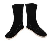 Holibanna Men Black Hanfu Shoes Traditional Chinese Embroidered Boots with Antislip PU Sole for Folk Dance Kung Fu Tai Chi Performance