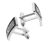 Holibanna Men’s Black Rectangular Crystal Cufflinks Set, French Style Drip Oil Inlay Design, Formal Suit Accessory for Business Shirts and Wedding Banquets